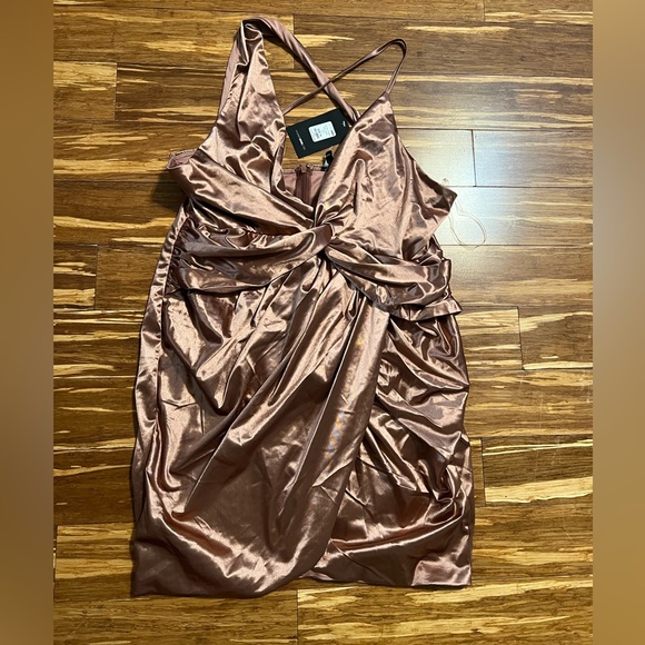 Fashion Nova Satin Dress in Rich Copper - Picture 3 of 6